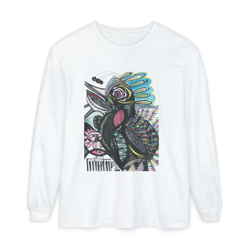Colorful Artistic Long Sleeve T-Shirt - Unisex Garment-Dyed Tee